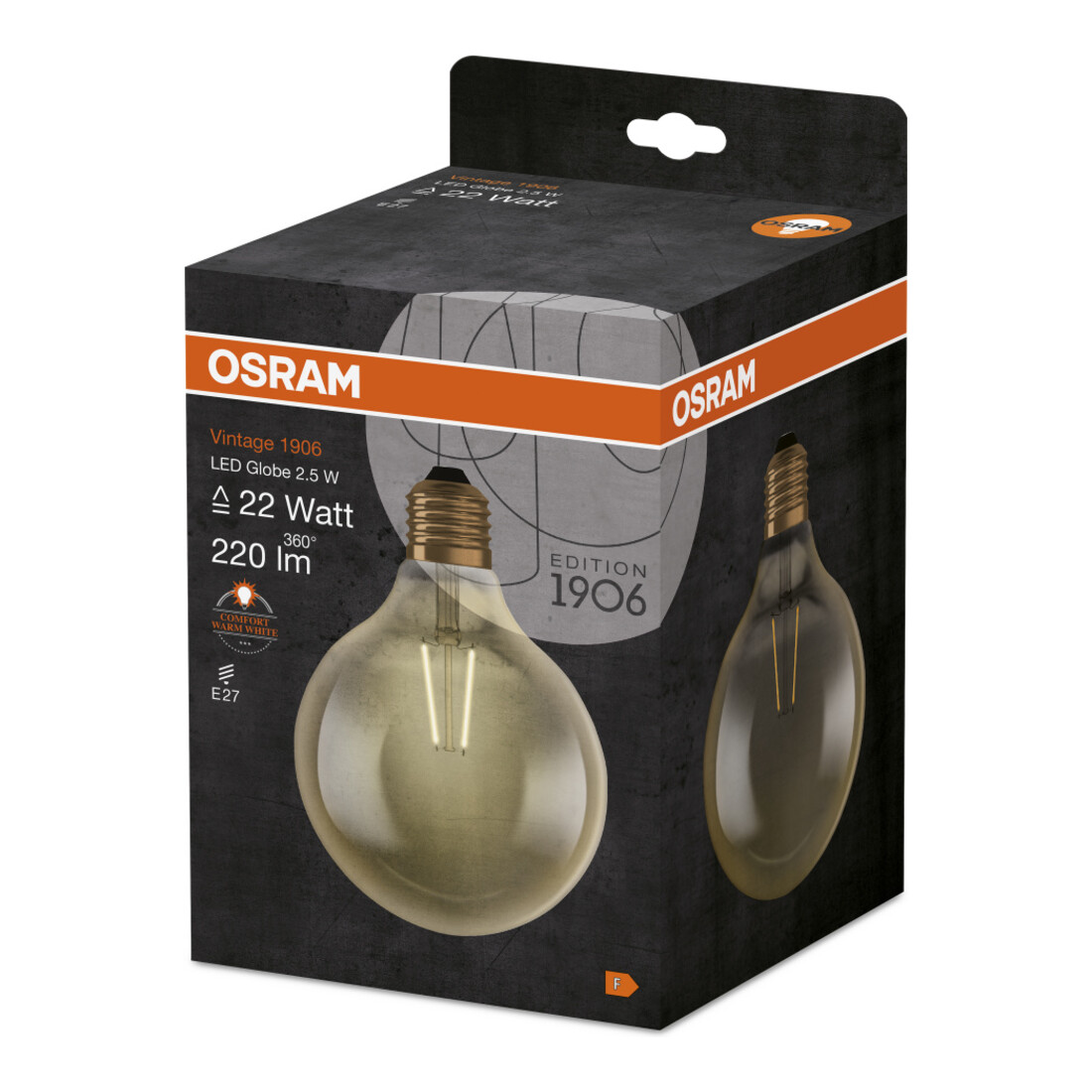 OSRAM Lampe LED Vintage E27, 824 1906GLOBE2,8/824FGD