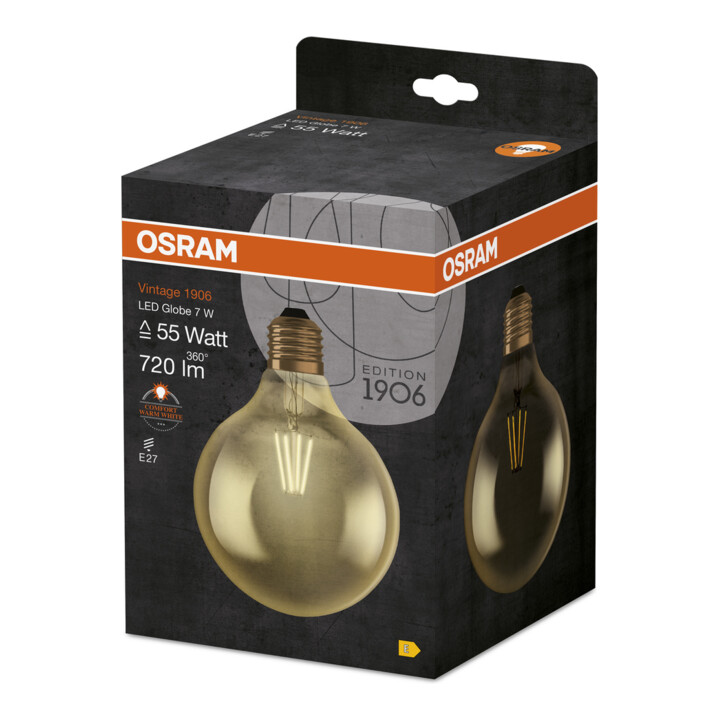 OSRAM LAMPE LED-Vintage-Lampe E27, 824 1906GLOBE7/824FILGD