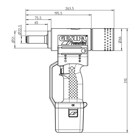 Outil de pose de boulons à bague de blocage Gesipa PowerBird pour 4,8 mm C6L®**.