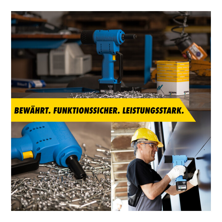 Outil de pose de rivets aveugles Gesipa AccuBird (1 batterie Li-Ion 1,3 Ah / sans chargeur)