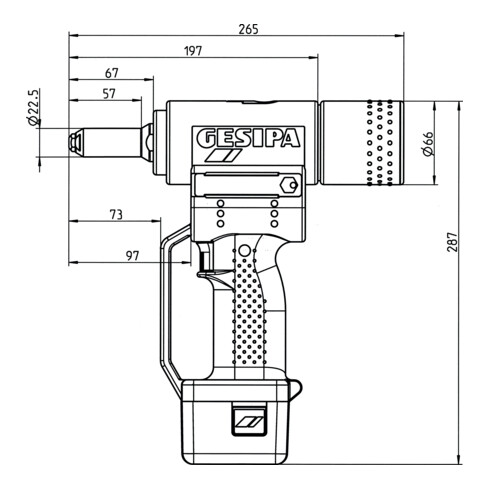 Outil de pose de rivets aveugles Gesipa AccuBird (2 batteries Li-Ion 1,3 Ah / chargeur)