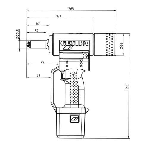 Outil de pose de rivets aveugles Gesipa PowerBird (2 batteries Li-Ion 2,6 Ah / chargeur)