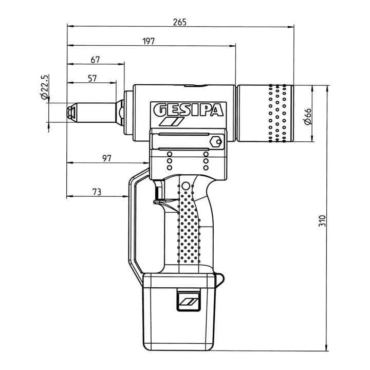 Outil de pose de rivets aveugles Gesipa PowerBird avec décompression (1 pile Li-Ion 2,6 Ah)