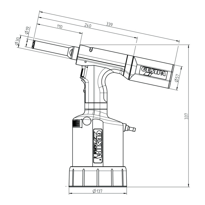 Outil de pose de rivets aveugles Gesipa TAURUS 4 pour vis à bague de blocage Magna-Grip® 6,4 mm