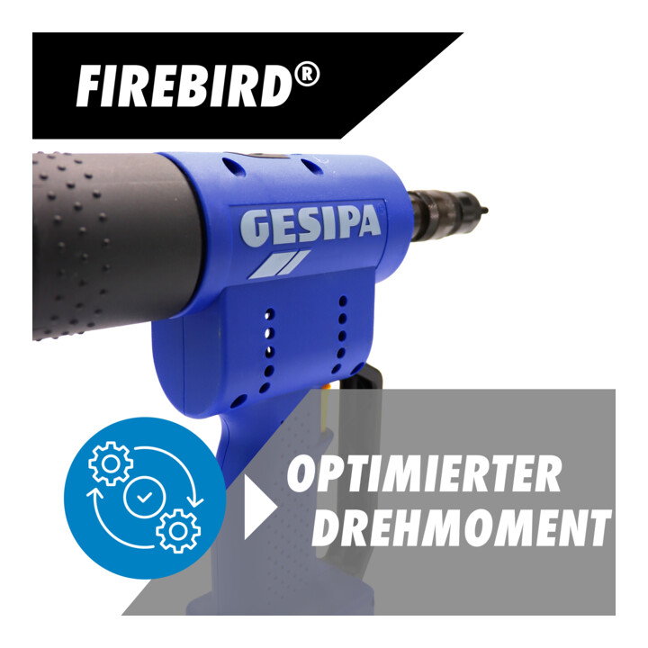 Outil de pose d'écrous aveugles Gesipa FireBird (2 batteries Li-Ion 1,3 Ah / chargeur)
