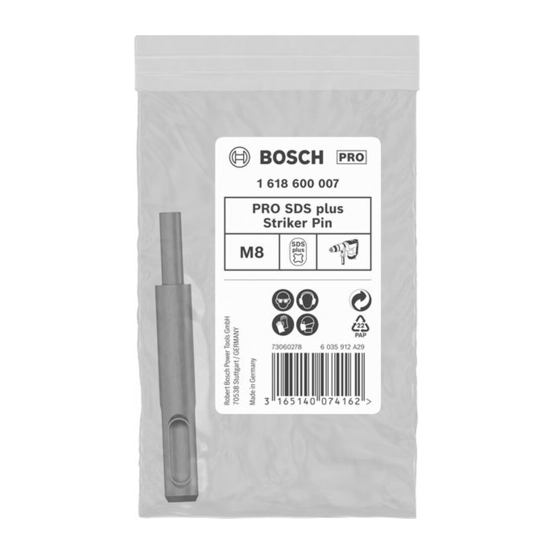 Outil d'insertion Bosch pour ancrage SDS plus M8 diamètre 6 mm Longueur 80 mm