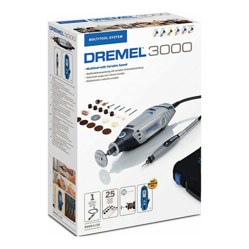Outil multifonction Dremel 3000-1/25 EZ (130 watts), 1 accessoire, 25 accessoires