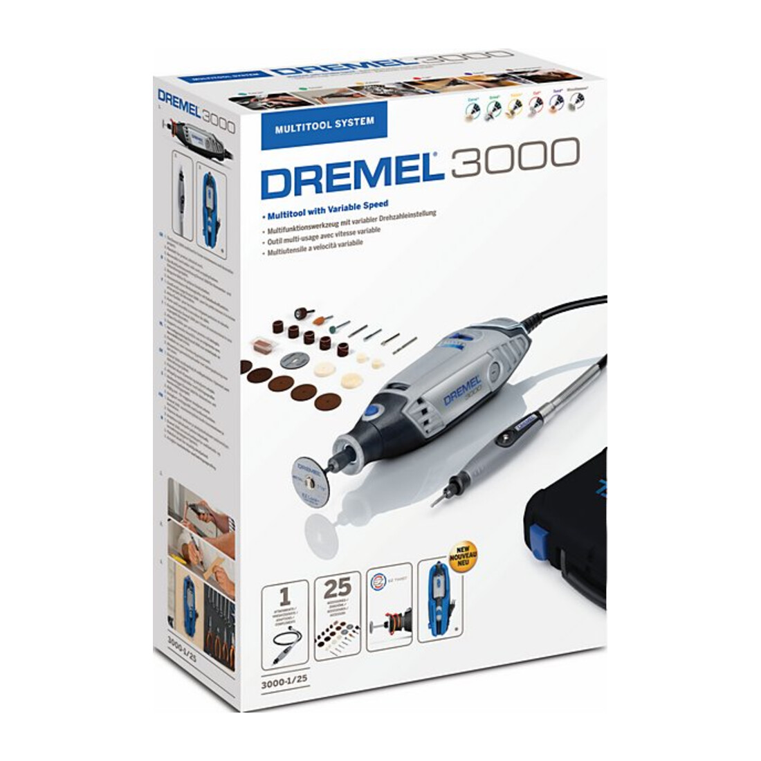 Outil multifonction Dremel 3000-1/25 EZ (130 watts), 1 accessoire, 25 accessoires