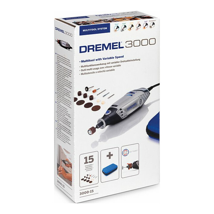 Outil multifonction Dremel 3000-15 (130 watts), 15 accessoires