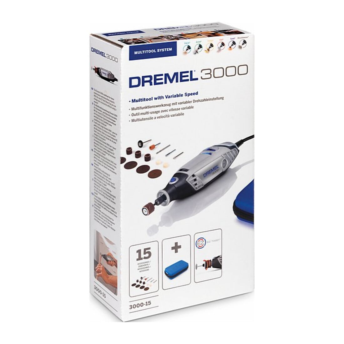 Outil multifonction Dremel 3000-15 (130 watts), 15 accessoires