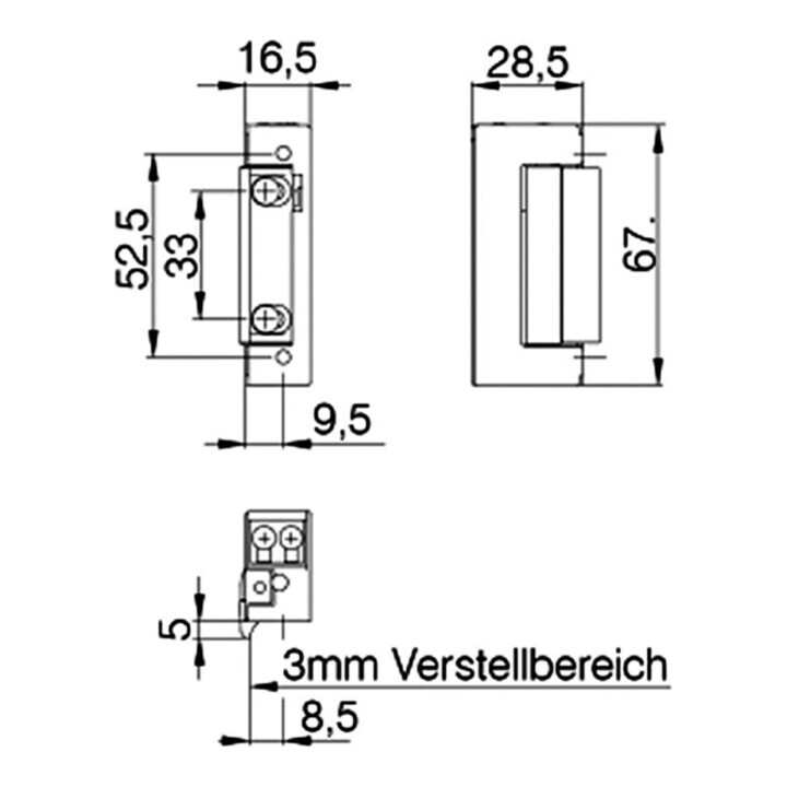 Ouvre-porte électrique DENI 20141 6-12 V AC/DC ressort de rappel renforcé DIN L/R avec FaFix