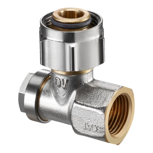 Oventrop Absperrwinkelverschraubung Combi 3 G 3/4 ÜMxRp 1/2 IG, Messing vernickelt