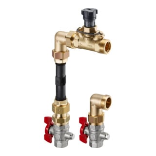OV Kit de raccordement pour compteur de chaleur avec STRV Hycocon V pour distributeur, angle