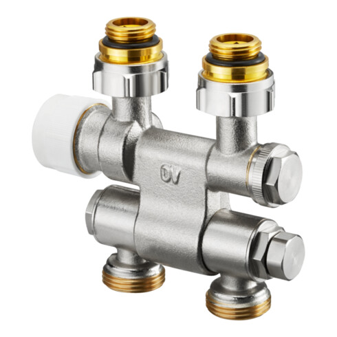 Oventrop Anschlussarmatur Multiblock TFU G 1/2 AGxG 3/4 AG, schw, 1-/2-Rohrarm.