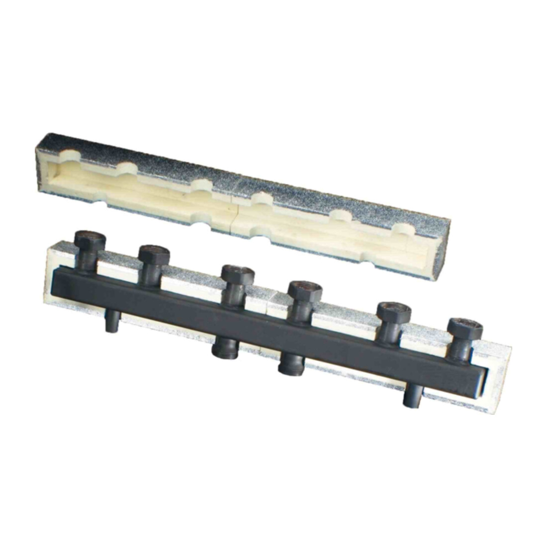 OV Poutre de distribution avec isolation pour 4 circuits de chauffage, DN25, acier