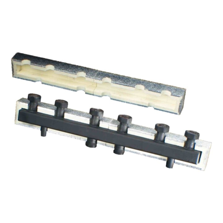 OV Poutre de distribution avec isolation pour 5 circuits de chauffage, DN25, acier
