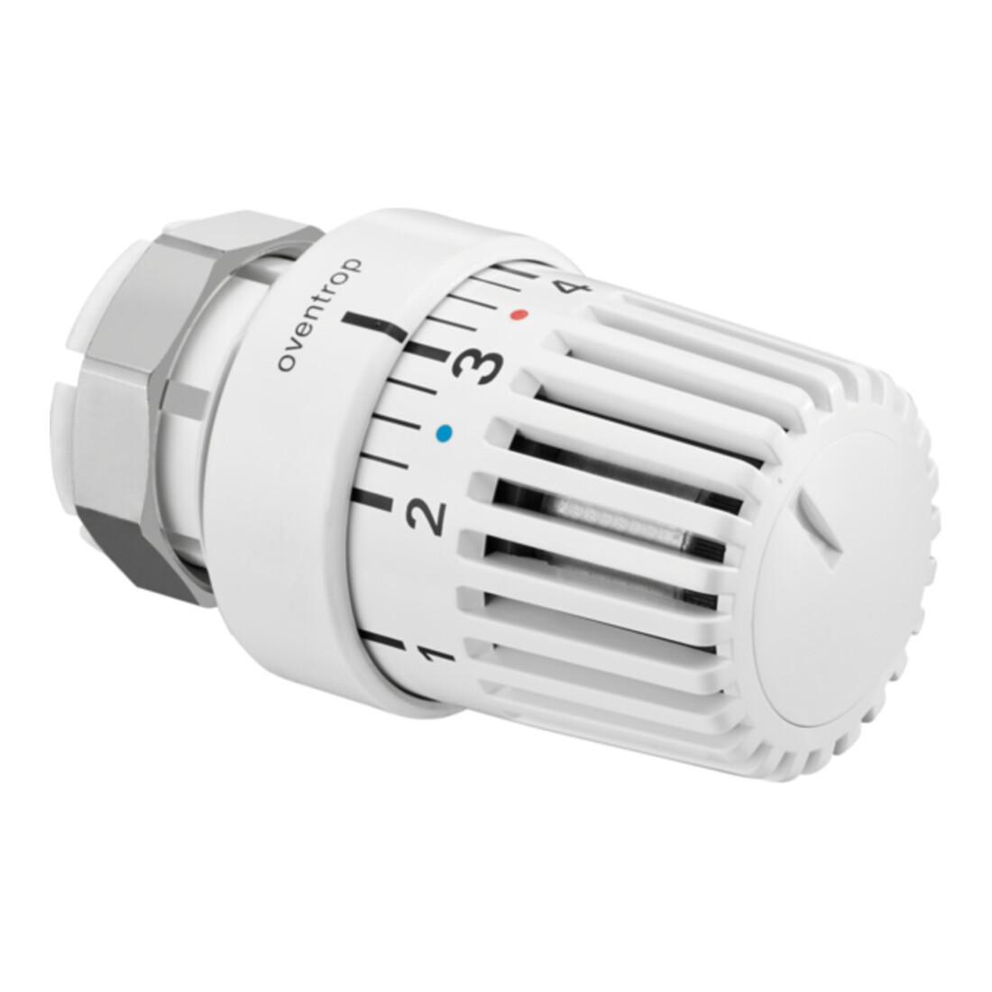 OV Tête thermostatique UNI LV avec capteur de débit blanc avec zéro, raccord de serrage