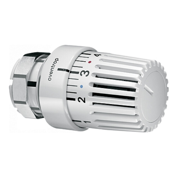 OV Tête thermostatique UNI LV avec capteur de débit blanc avec zéro, raccord de serrage