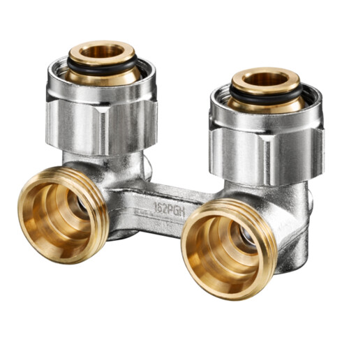 Oventrop Bloc de robinet Multiflex F G 3/4 ÜMxG 3/4 AG, angle, MS nickelé