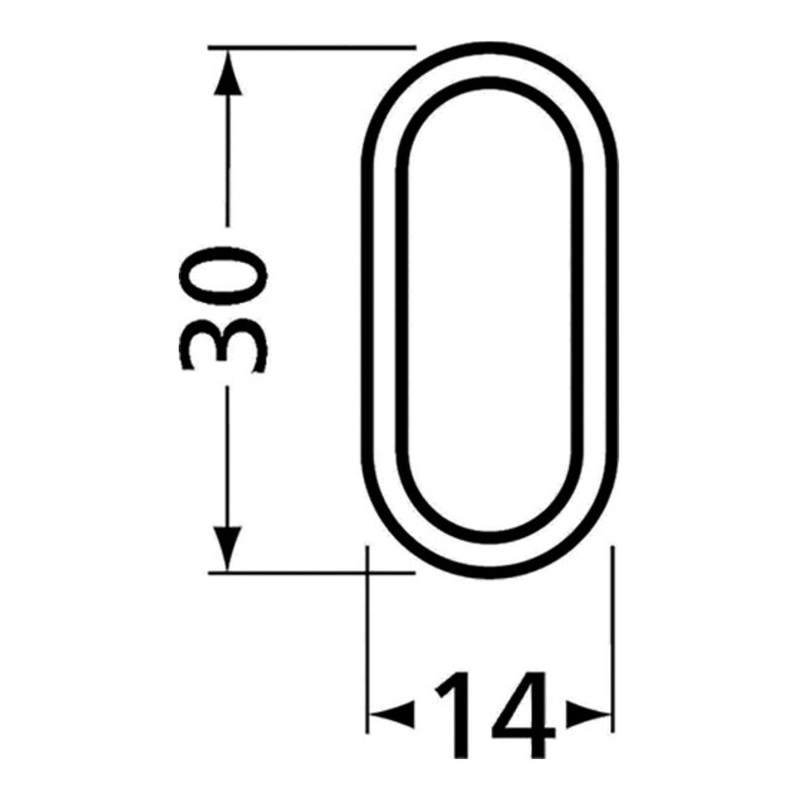 Ovalschrankrohr Alu.silberf.elox.H.30mm B.15mm Wandst.2mm 1.250mm HERMETA
