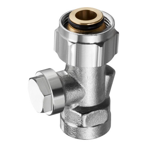 Oventrop Absperrverschraubung Combi 3 G 3/4 ÜMxRp 1/2 IG, Messing vernickelt