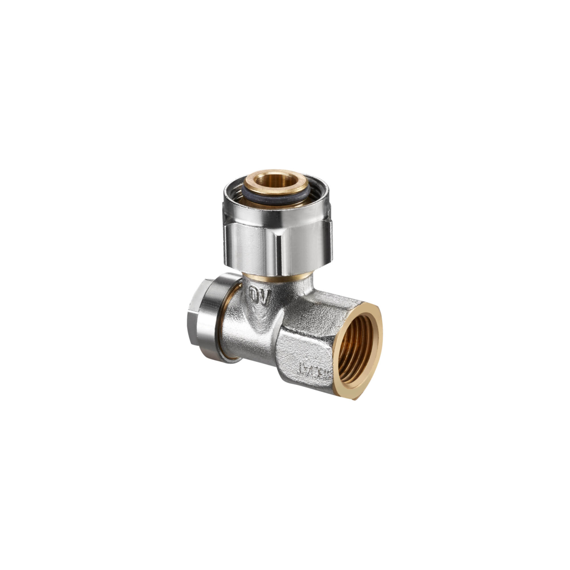 Oventrop Absperrwinkelverschraubung Combi 3 G 3/4 ÜMxRp 3/4 AG, Messing vernickelt