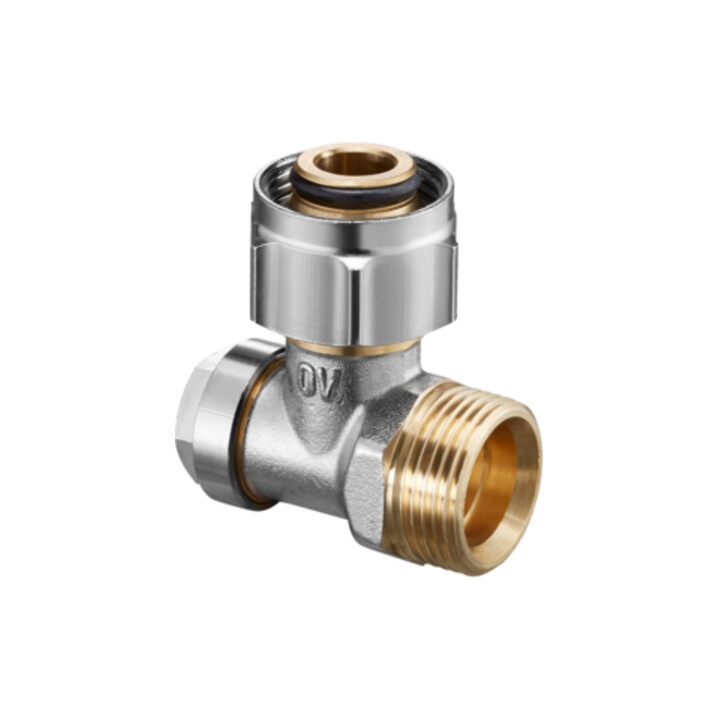 Oventrop Absperrwinkelverschraubung Combi 3 G 3/4 ÜMxRp 3/4 AG, Messing vernickelt