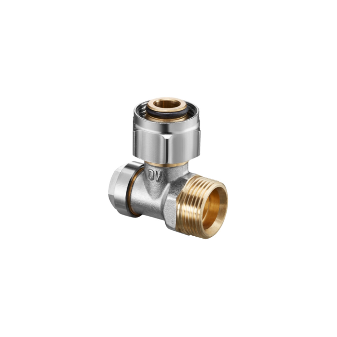 Oventrop Absperrwinkelverschraubung Combi 3 G 3/4 ÜMxRp 3/4 AG, Messing vernickelt