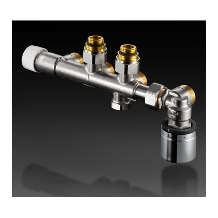 Oventrop Anschlussarm. Multiblock T-RTL Rp 1/2 IGxG 3/4 AG, Eckform