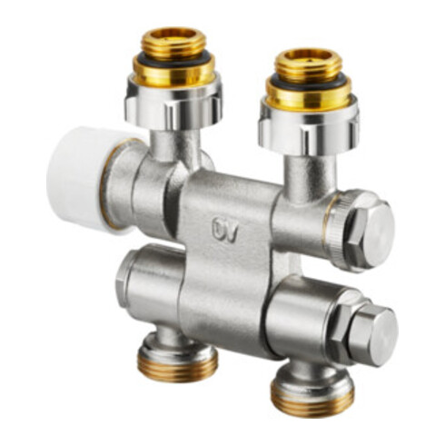 Oventrop Anschlussarmatur Multiblock TFU G 1/2 AGxG 3/4 AG, schw, 1-/2-Rohrarm.