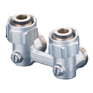 Oventrop Bloc de robinet Multiflex F G 3/4 ÜMxG 3/4 AG, angle, MS nickelé