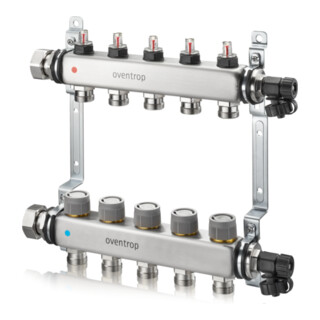 Oventrop Collecteur de chauffage Multidis SFQ 8 circuits, M 30x1,5, acier inoxydable