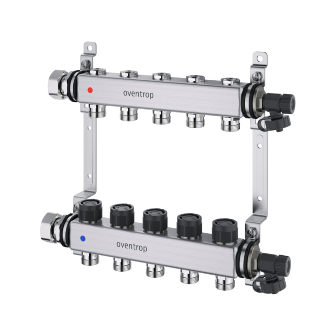 Oventrop Collecteur de circuit de chauffage Multidis SF 5 sorties, pour régulation thermique et électrique, acier inoxydable