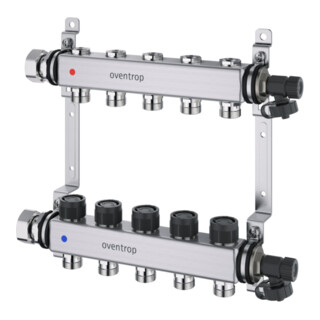Oventrop Collecteur de circuit de chauffage Multidis SF 7 voies, pour régulation thermique et électrique, acier inoxydable