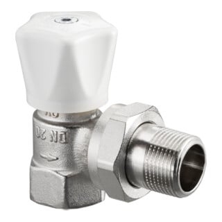 Oventrop Handregulierventil Baureihe HRV 3/8", Eck, verkürzt, Messing vernickelt