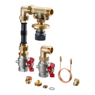 Oventrop Kit de raccordement compteur de chaleur Hycocon DTZ avec KH DN 25, angle, avec valve de régulation de pression différentielle