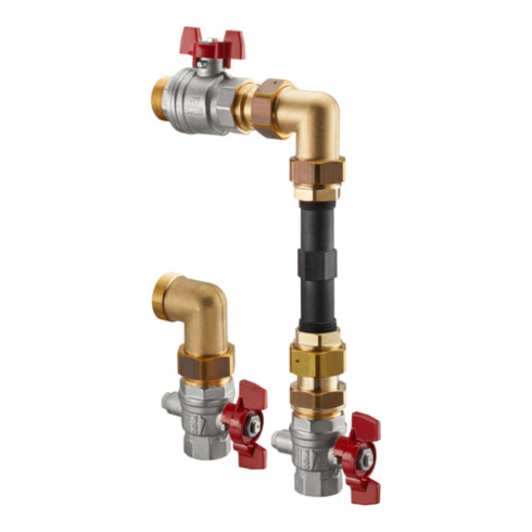 Oventrop Kit de raccordement compteur thermique Multidis SFQ angle, avec robinet à boisseau sphérique DN 20