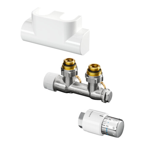 Oventrop Kit de raccordement Multiblock T angle, blanc, pour raccordement à chauffage central G 1/2 IG