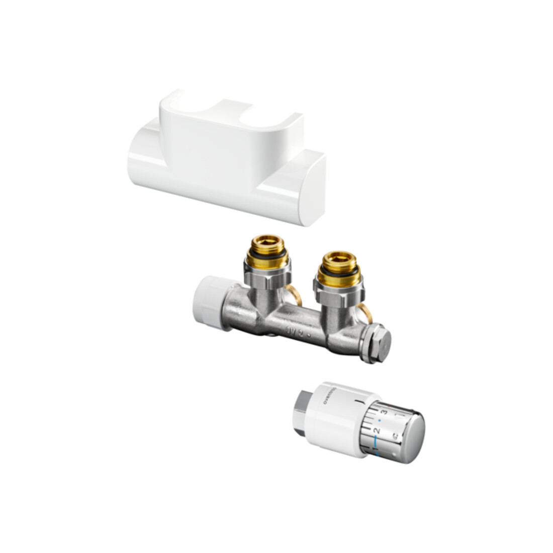 Oventrop Kit de raccordement Multiblock T angle, blanc, pour raccordement à chauffage central G 1/2 IG