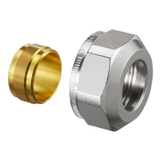 Oventrop Klemmringverschraubung Ofix CEP 15mm, Überwurfmutter vernickelt, Messing