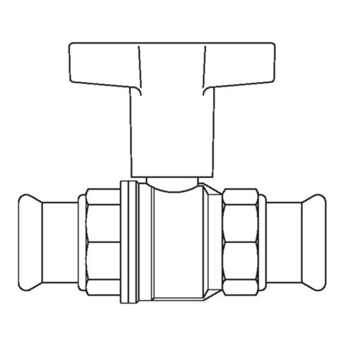 Oventrop Knebelgriff-Kugelhahn Optibal beiderseits Pressanschluss DN 20, Ø 22 mm