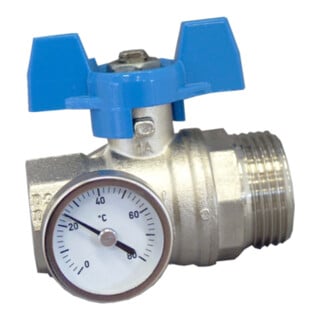Oventrop Kugelhahn G 1 IGxG 1 AG, flachd., blau Flügelgriff