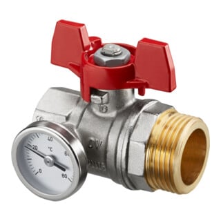 Oventrop Kugelhahn G 1 IGxG 1 AG, flachd., rot Flügelgriff