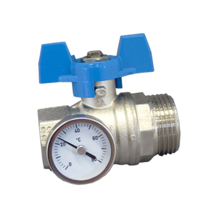Oventrop Kugelhahn G 3/4 IGxG 1 AG, flachd., blau Flügelgr.
