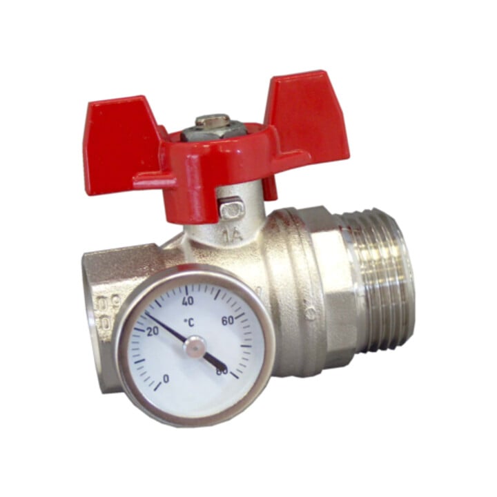 Oventrop Kugelhahn G 3/4 IGxG 1 AG, flachd., rot Flügelgr.