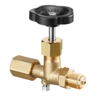 Oventrop Manometerabsperrventil DN 15, m Spannmuffe u Zapf, Messing/Niro