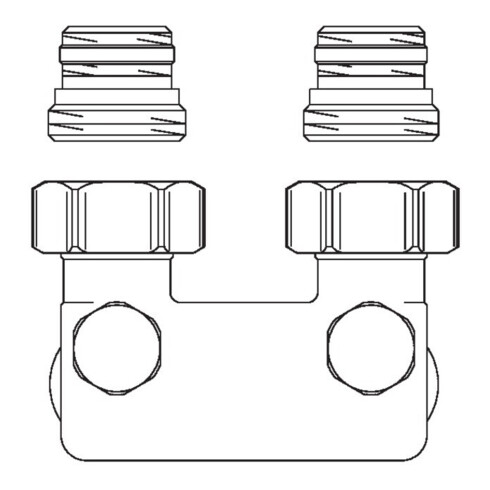 Oventrop Umlenkstück mit Absperrung, Winkeleck, Rohrabstand 50 mm 1/2" AG x 3/4" AG