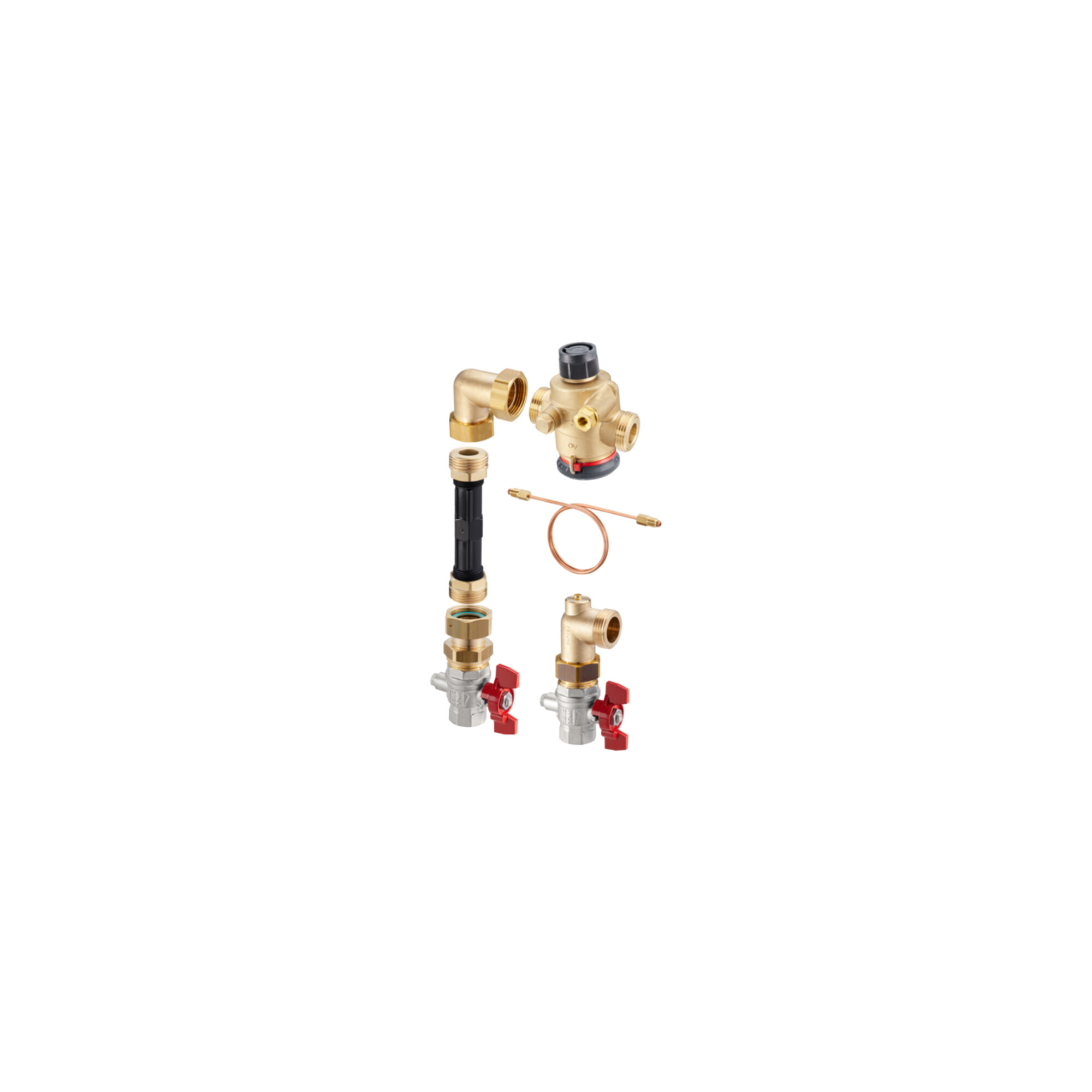 Oventrop Wärmezähleranschlussset Multidis SF m QDP, DN 20 b 1.350 l/h, Eck, KH DN 25
