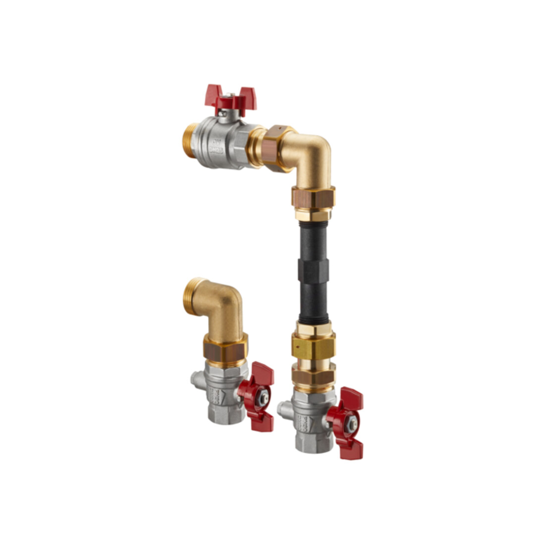Oventrop Wärmezähleranschlussset Multidis SFQ Eckform, mit Kugelhahn DN 25