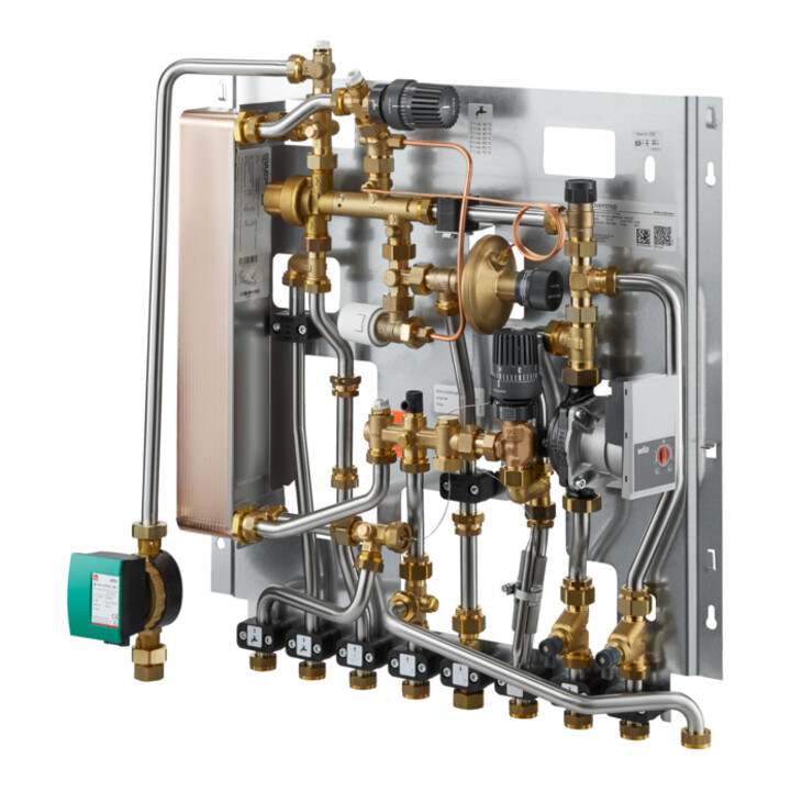 Oventrop Wohnungsstation Regudis W-HTF Cu-gel, gem. HK/HTA, LB 3, max 17 l/m.